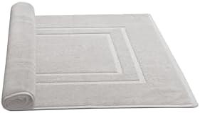 Feather Stitch 100 Cotton Bath Mats 2 Piece Set - Silver