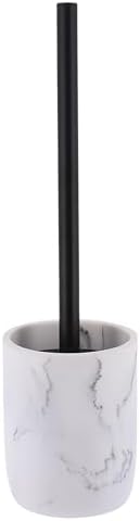 White Marble Toilet Brush with Holder Set Modern and Durable