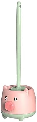 Toilet Brush with Holder Set Hanging Cartoon Design Pink Green