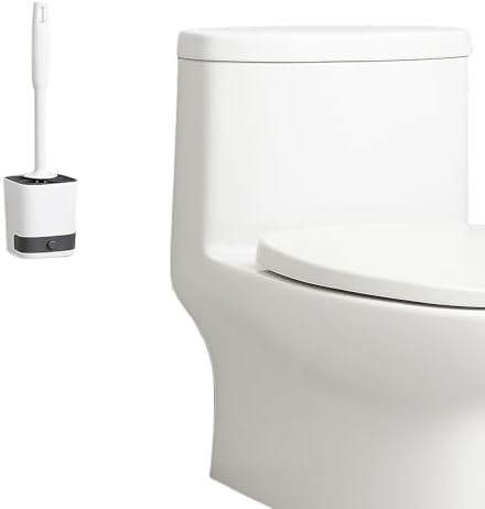 Silicone Toilet Brush with Holder - No-Drill Mount Ventilated Design