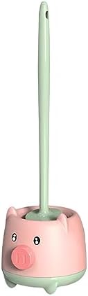 Toilet Brush with Holder Set Hanging Cartoon Design Pink Green