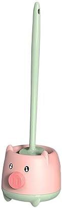 Toilet Brush with Holder Set Hanging Cartoon Design Pink Green