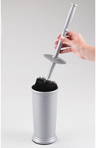 mDesign Compact Freestanding Toilet Brush and Holder - Silver