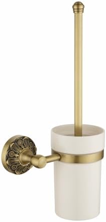 Vintage Petal Brass Toilet Brush with Holder