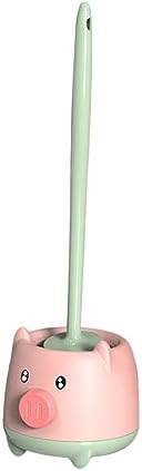 Toilet Brush with Holder Set Hanging Cartoon Design Pink Green