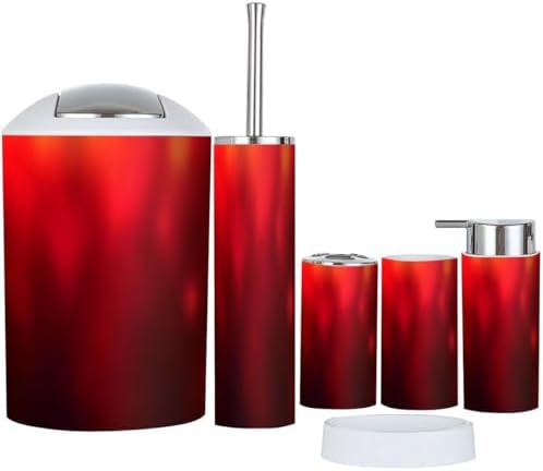 TRANQDEHOM 6-Piece Boho Abstract Red Bathroom Accessory Set