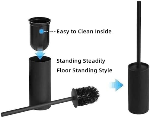 Matt Black Toilet Brush with Metal Holder Set