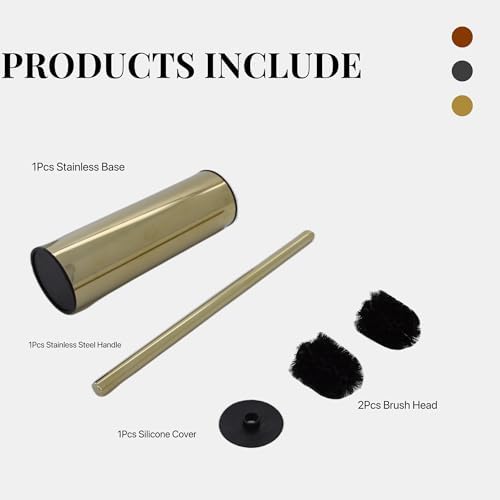 SUNTAI Toilet Brush and Holder with Gold Finish