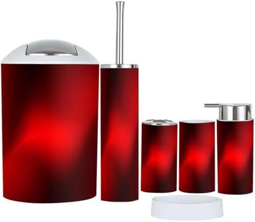 Boho Dark Red Bathroom Accessory Set 6 Piece
