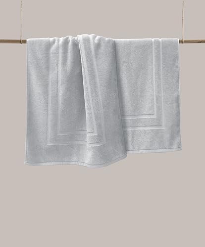 Feather Stitch 2 Piece Bath Mat Set - Silver Birch
