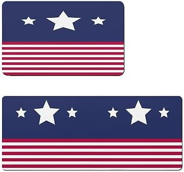Funnywall88 2PCS American Flag Bath Mat Set Non-Slip Diatomite Drying Mats
