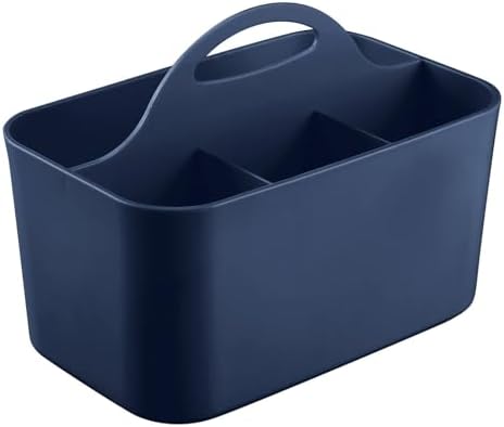mDesign Small Plastic Shower Organizer Caddy Tote Navy Blue