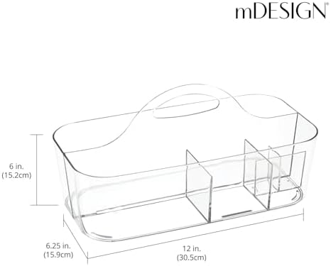 mDesign Clear Plastic Shower Organizer Basket with Handle