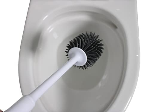 Silicone Toilet Brush with Holder - No-Drill Mount Ventilated Design