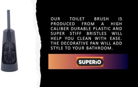Superio Toilet Bowl Brush and Holder Charcoal Grey