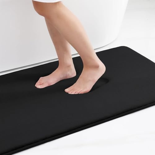 Smiry Memory Foam Bath Mat 36x24 Black