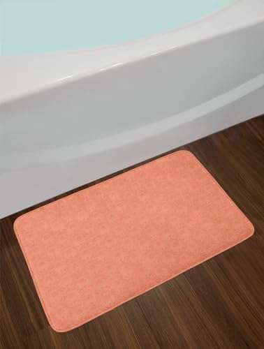 Ambesonne Peach Bath Mat with Non Slip Backing