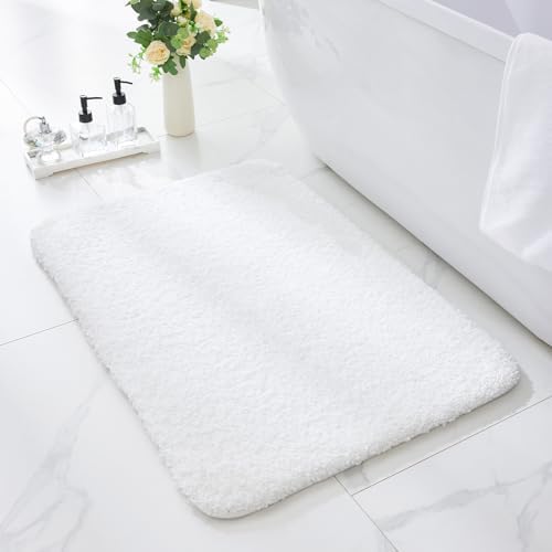 White 17x24 Fluffy Non-Slip Bath Rug