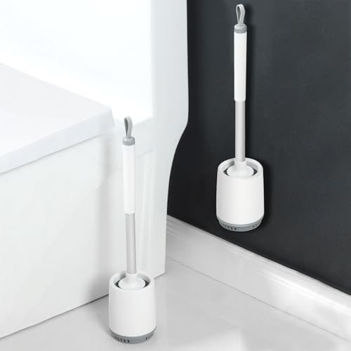 2 Pack Toilet Brush Set with Silicone Cleaner and Holder