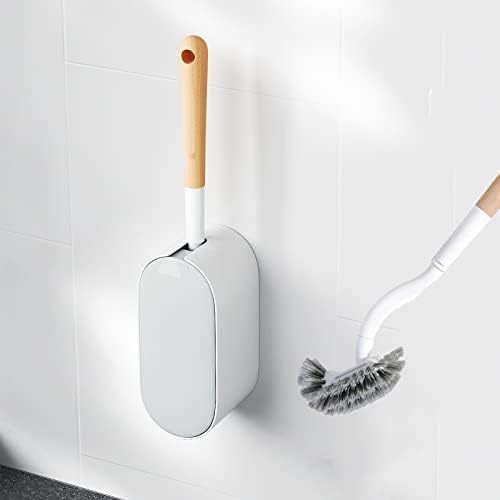 ERGONOW Toilet Brush with Holder and Lid 40cm Curved Design