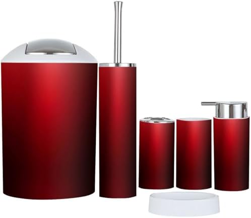 Boho Dark Red Bathroom Accessory Set with 6 Pieces