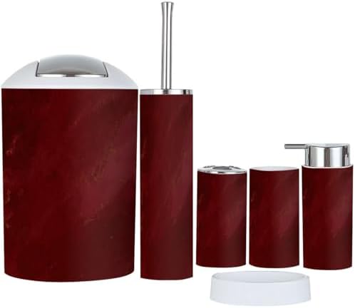 Boho Burgundy Acrylic Bathroom Accessory Set 6 Piece