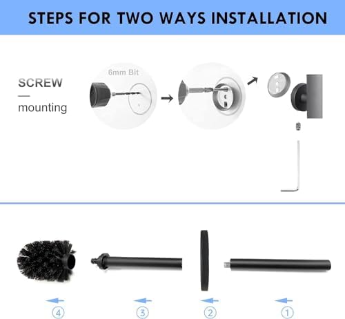 Toilet Brush and Holder with Durable Bristles and Splash-Proof Design
