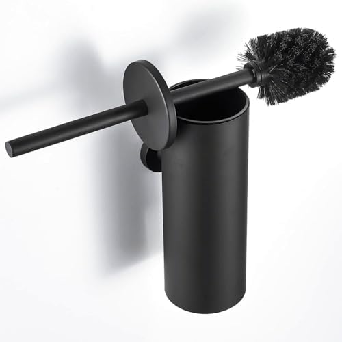 Matt Black Toilet Brush with Metal Holder Set