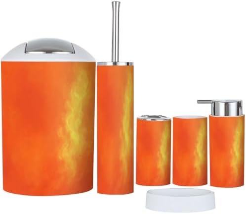 Boho Bathroom Accessory Set 6 Piece with Flame Design