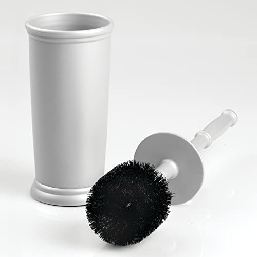 mDesign Compact Freestanding Toilet Brush and Holder - Silver