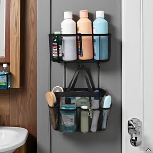 Mesh Shower Caddy with 8 Pockets - Black