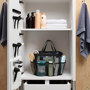 Mesh Shower Caddy with 8 Pockets - Black