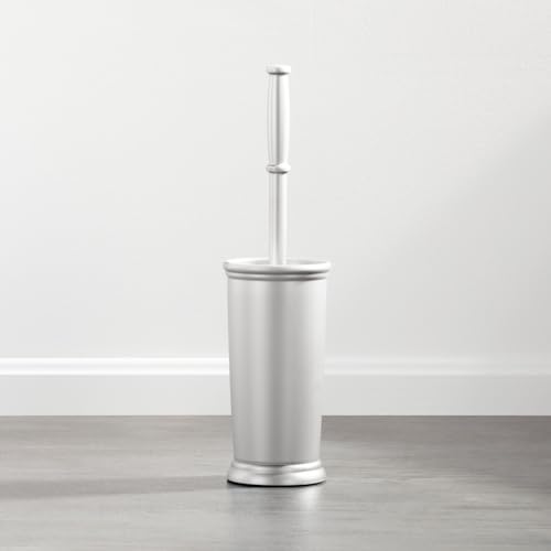 mDesign Compact Freestanding Toilet Brush and Holder - Silver