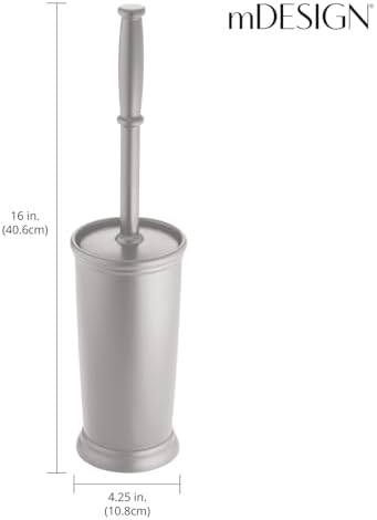 mDesign Compact Freestanding Toilet Brush and Holder - Silver