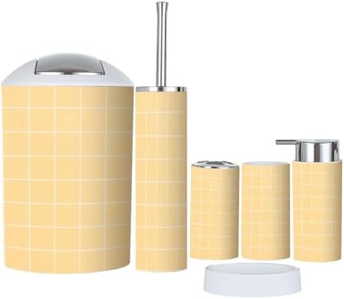 Boho Checkered 6-Piece Bathroom Accessory Set
