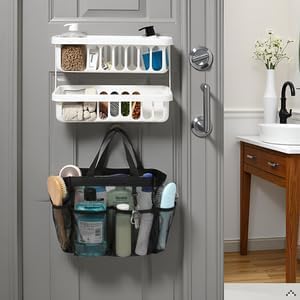 Mesh Shower Caddy with 8 Pockets - Black