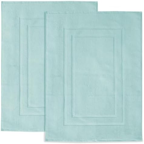Feather Stitch 2 Piece Bath Mats Sea Foam 30x21 Inch