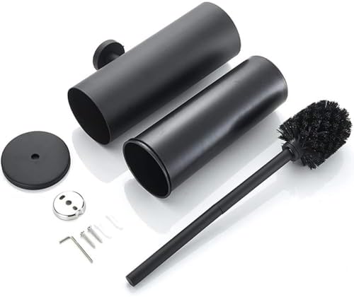 Matt Black Toilet Brush with Metal Holder Set