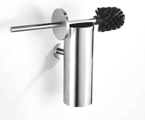 TINYROW Toilet Brush with Holder Brushed Nickel Wall Mounted