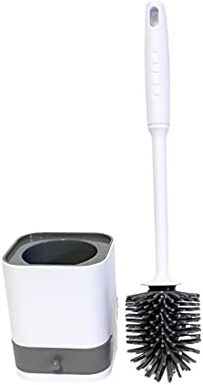 Silicone Toilet Brush with Holder - No-Drill Mount Ventilated Design
