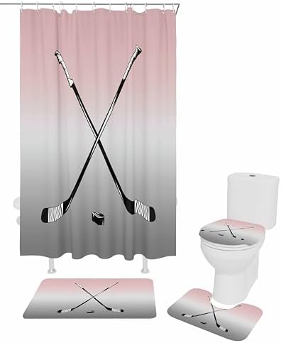 ZOE GARDEN Pink Grey Bathroom Set with Shower Curtain Rug and Accessories