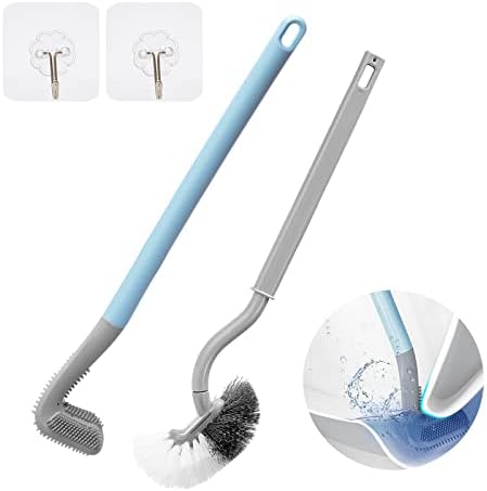 WOBEVB 2Pcs Toilet Brush Set with Curved Design for Deep Cleaning