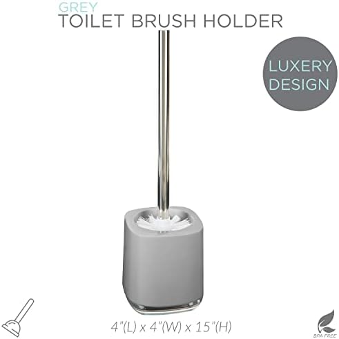 Bath Bliss Luxury Toilet Brush with Holder Grey