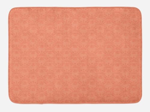 Ambesonne Peach Bath Mat with Non Slip Backing