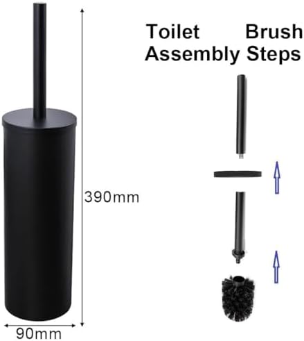 KWQKEM Toilet Brush and Holder Set Matte Black 1