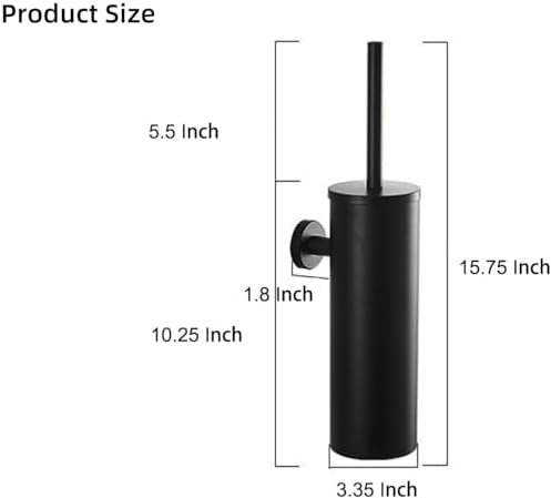 Matt Black Toilet Brush with Metal Holder Set