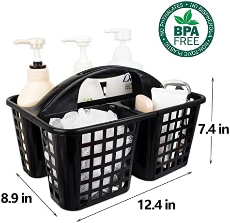 JiatuA Black Portable Shower Caddy Basket with Handle