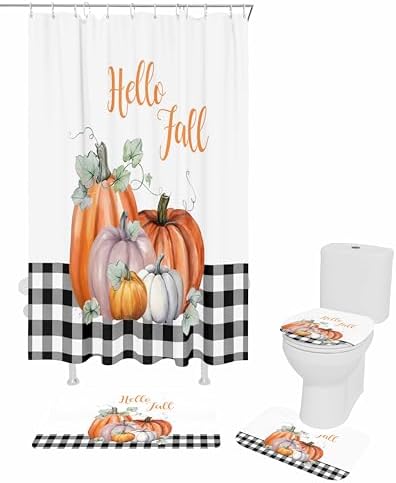 Thanksgiving Bathroom Set with Shower Curtain Rug and Accessories