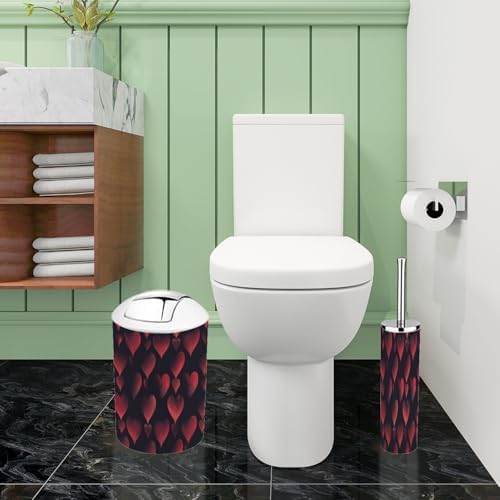 Boho Valentine Bath Accessories Set 6 Piece Red Black Hearts