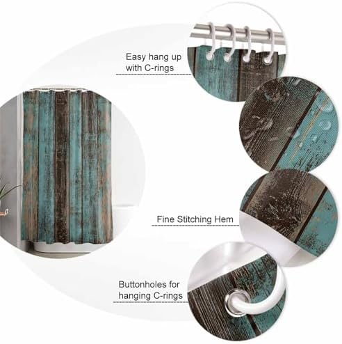 ZOE GARDEN Teal Wood Grain Bathroom Set